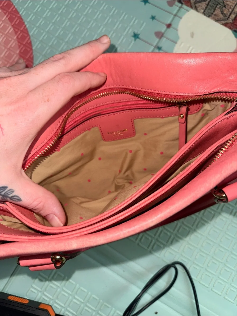 Kate Spade Wellesley Quinn Leather Triple Compartment Satchel Bag Coral Pink